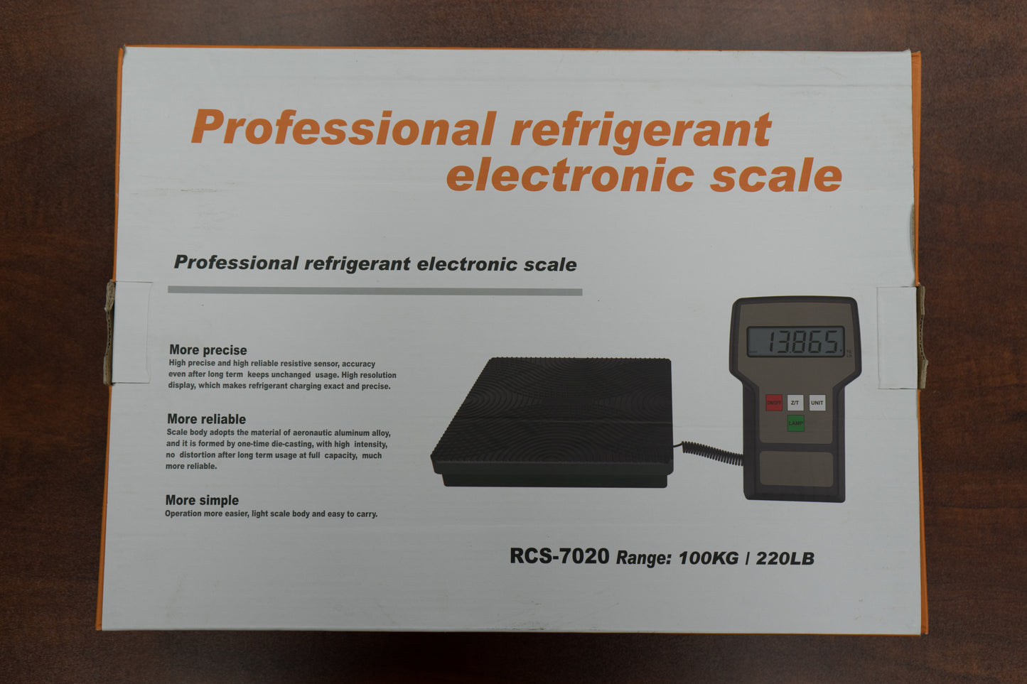 RCS-7020 Electronic Refrigerant Scale 100kg/220lb Range